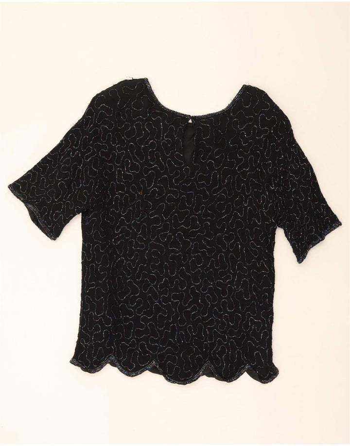 SERENADE Womens Blouse Top UK 18 XL Black Floral Vintage Serenade and Second-Hand Serenade from Messina Hembry 