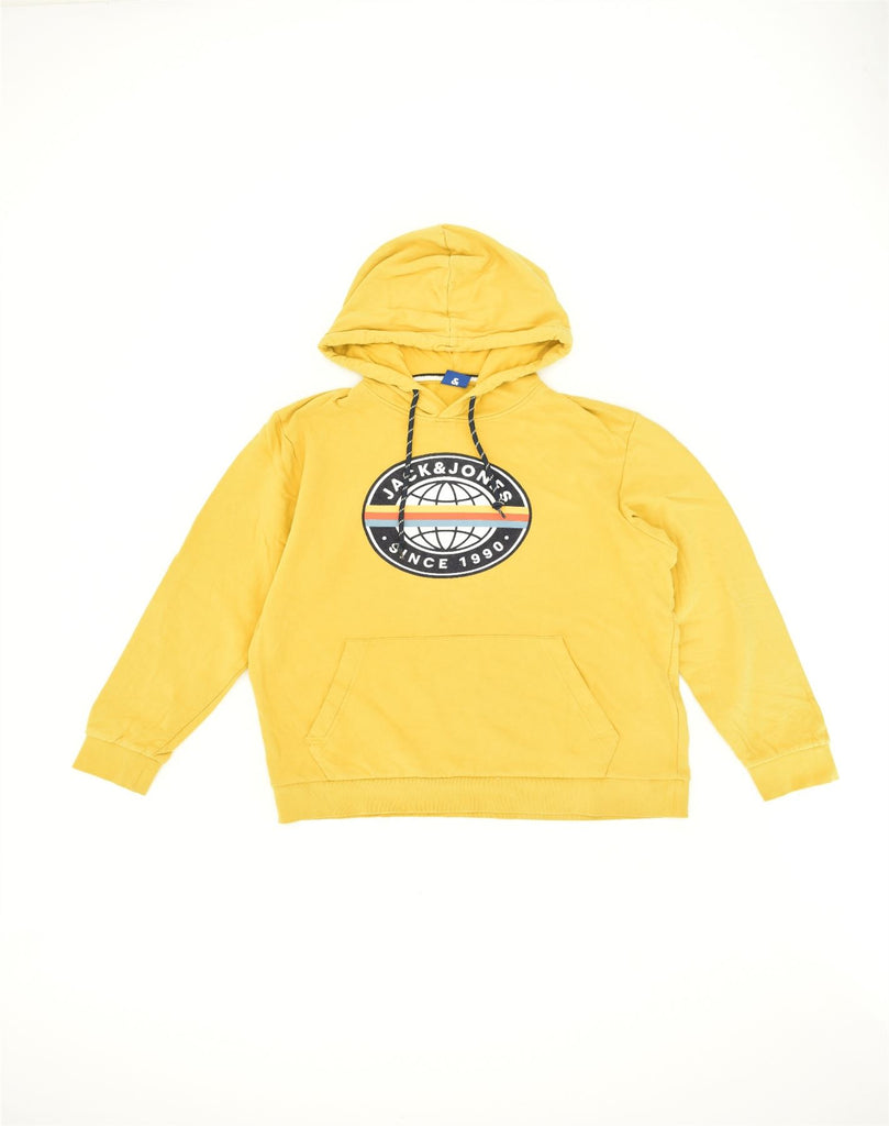 JACK & JONES Womens Graphic Hoodie Jumper UK 18 XL Yellow Cotton | Vintage Jack & Jones | Thrift | Second-Hand Jack & Jones | Used Clothing | Messina Hembry 