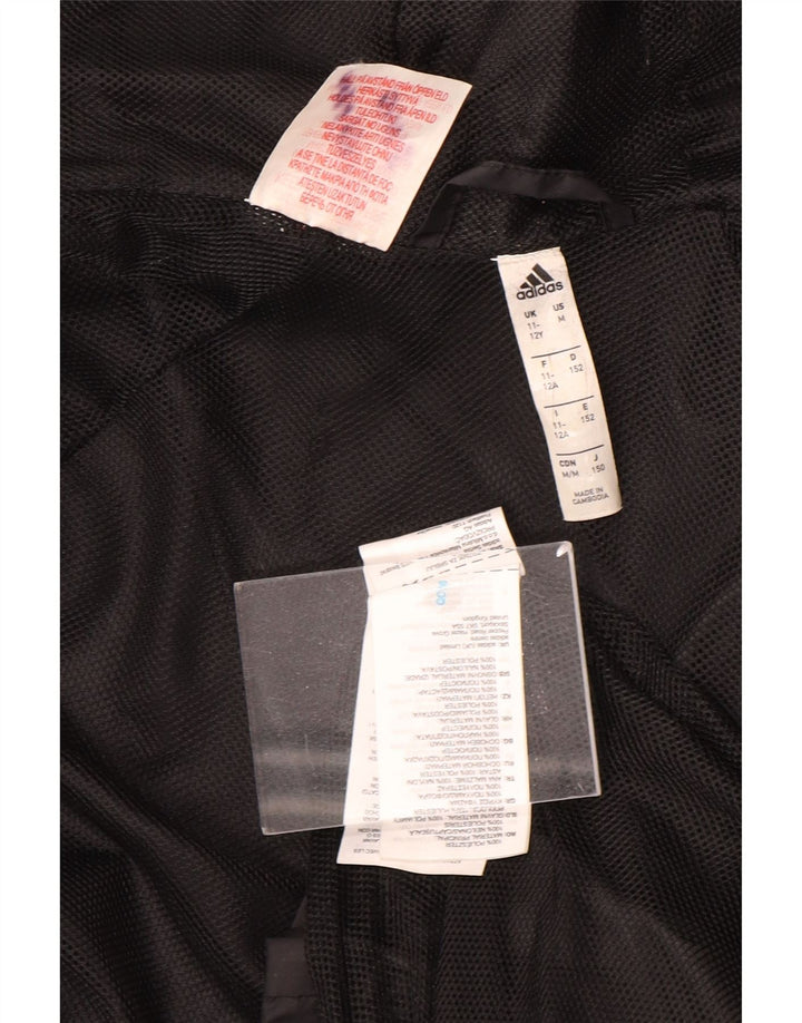 Adidas Boys Hooded Rain Jacket 11-12 Years Black Nylon