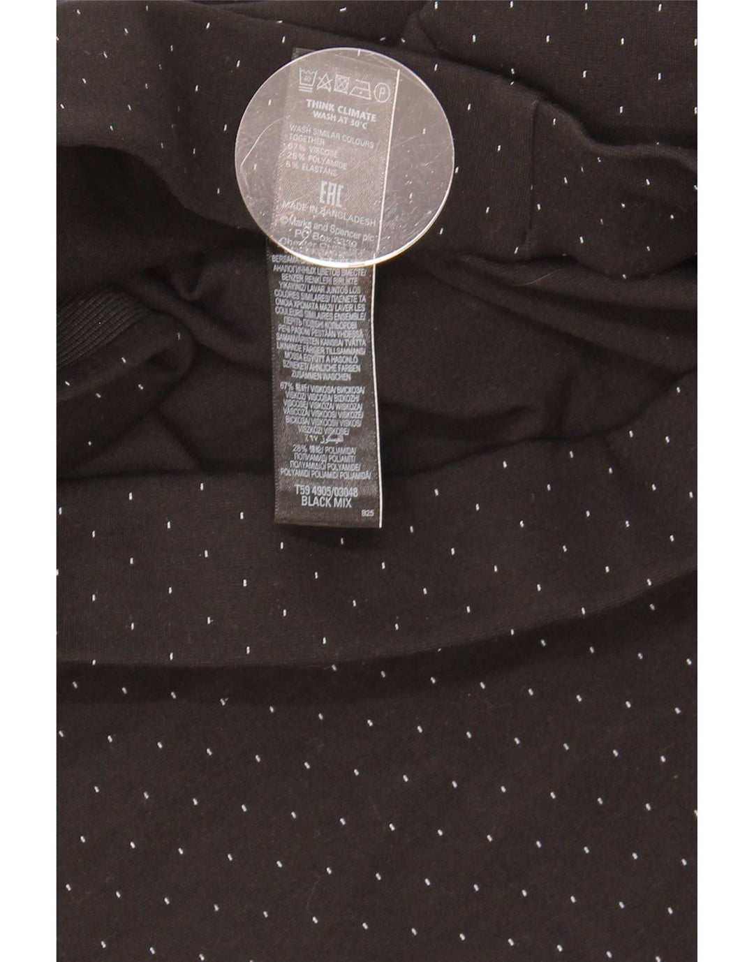 Marks & Spencer Womens Pencil Skirt UK 12 Medium W30 Black Spotted Viscose
