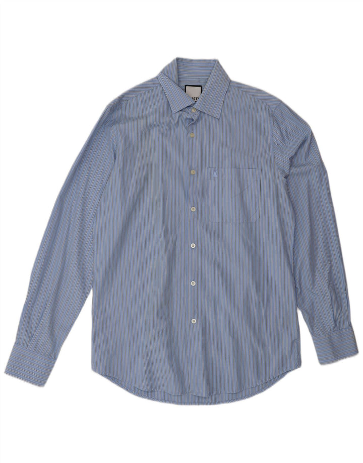 Musto Mens Shirt Small Blue Striped Cotton