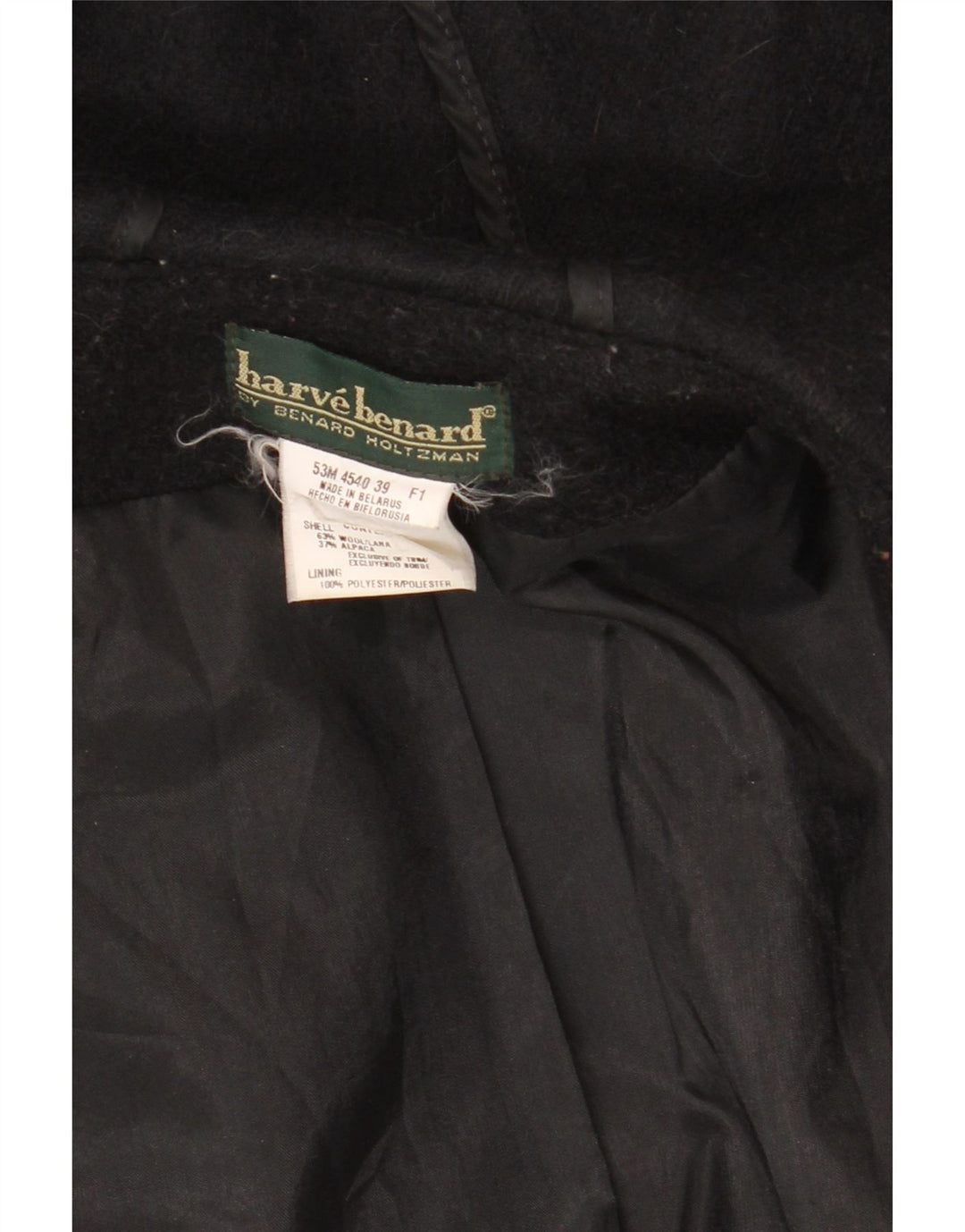 Harve Benard Womens Oversized Hooded Duffle Coat UK 16 Large Black Wool