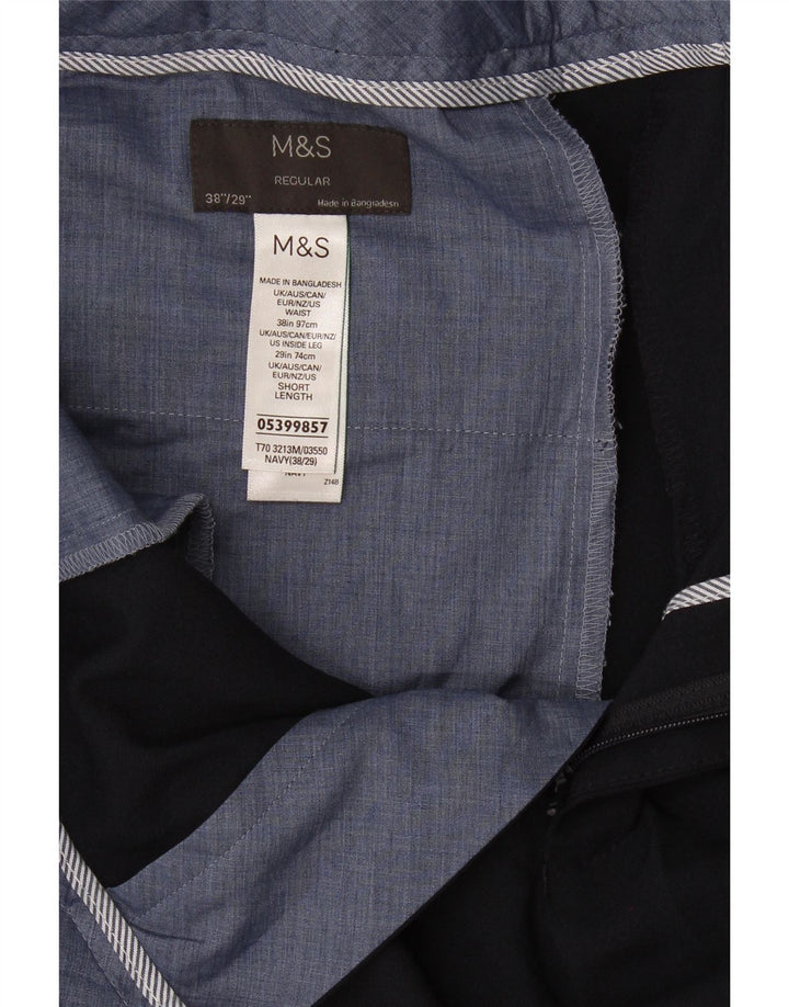 Marks & Spencer Mens Straight Regular Chino Trousers W38 L29 Navy Blue