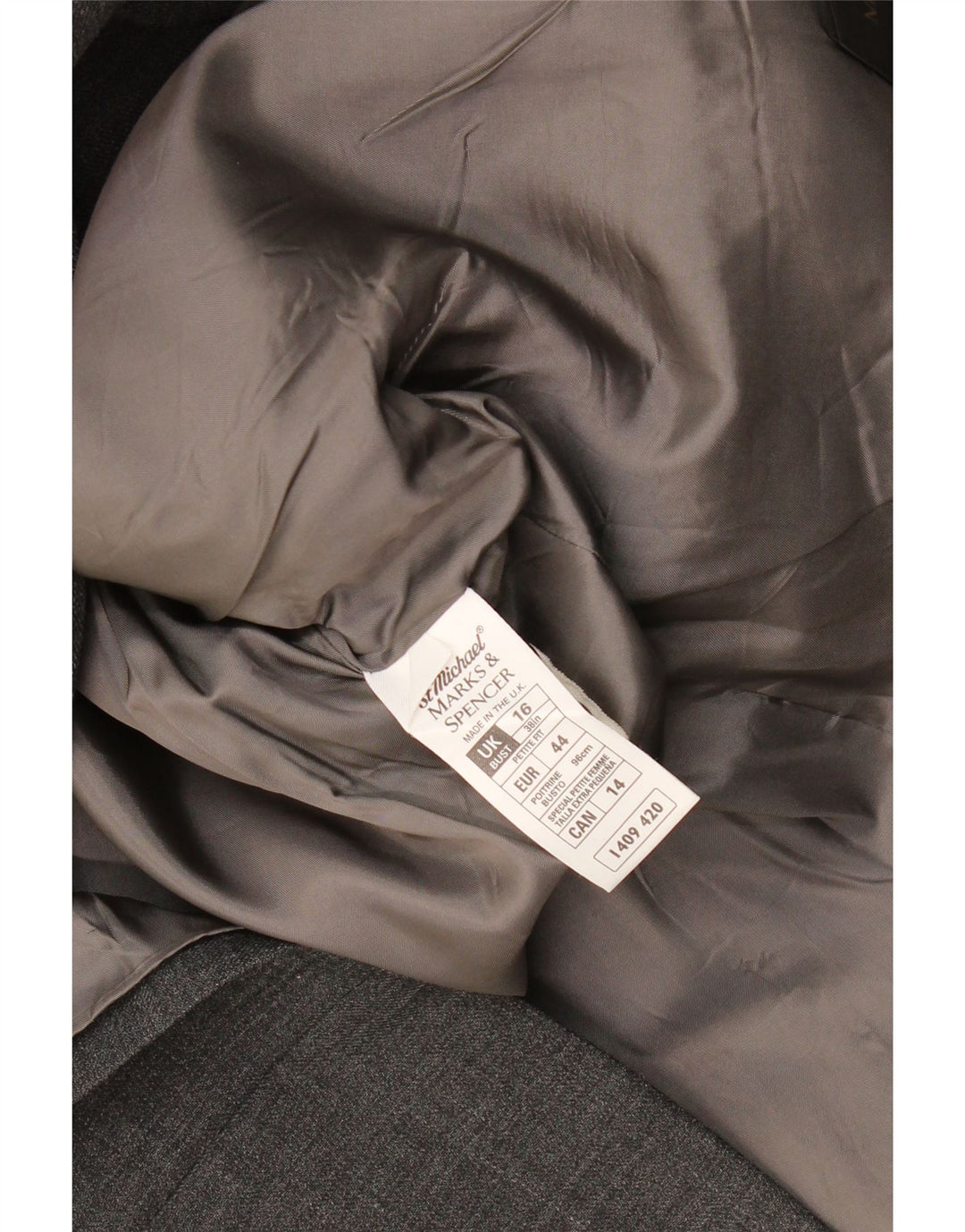 Marks & Spencer Womens 2 Button Blazer Jacket UK 16 Large Grey Wool