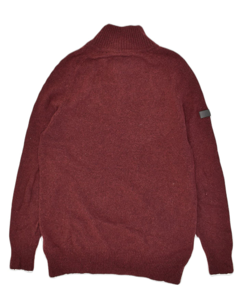 SUPERDRY Womens Zip Neck Jumper Sweater UK 18 XL Burgundy Lambswool | Vintage Superdry | Thrift | Second-Hand Superdry | Used Clothing | Messina Hembry 