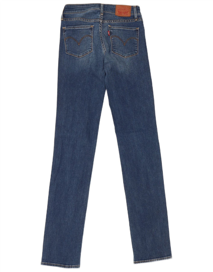 Levi's Womens 714 Straight Jeans W25 L34 Blue Cotton