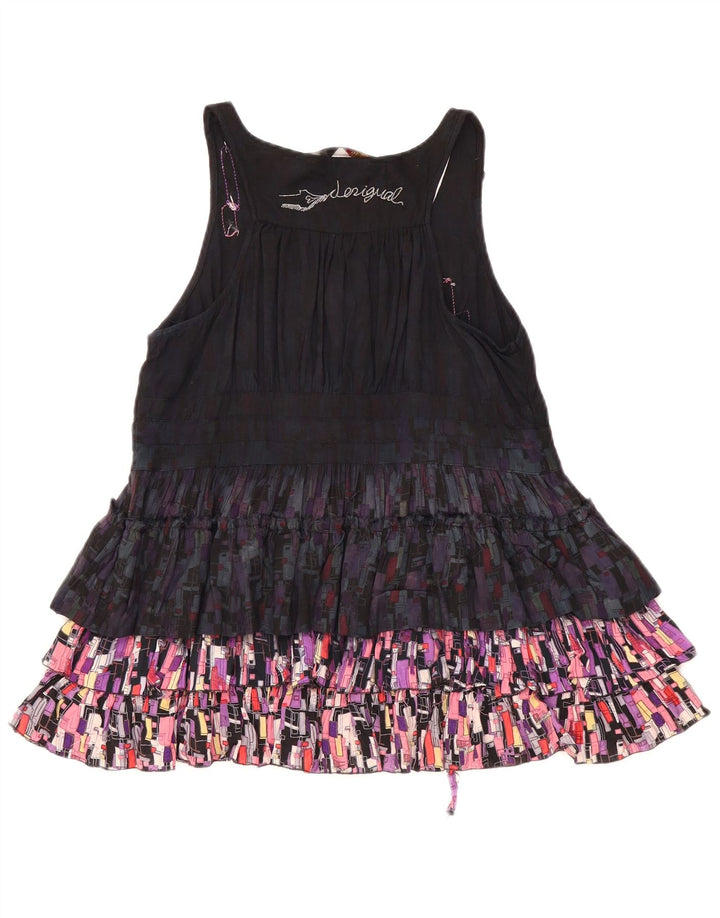 DESIGUAL Womens Blouse Top UK 12 Medium Black Colourblock