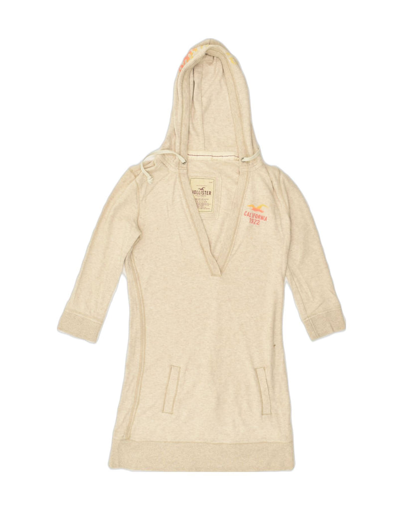 HOLLISTER Womens Longline 3/4 Sleeve Hoodie Jumper UK 12  Medium Beige | Vintage Hollister | Thrift | Second-Hand Hollister | Used Clothing | Messina Hembry 