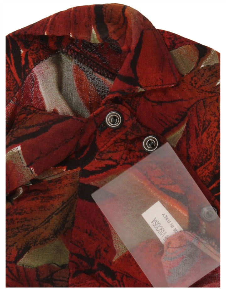 Vintage Womens Pullover Shirt Blouse UK 16 Large Red Floral Viscose