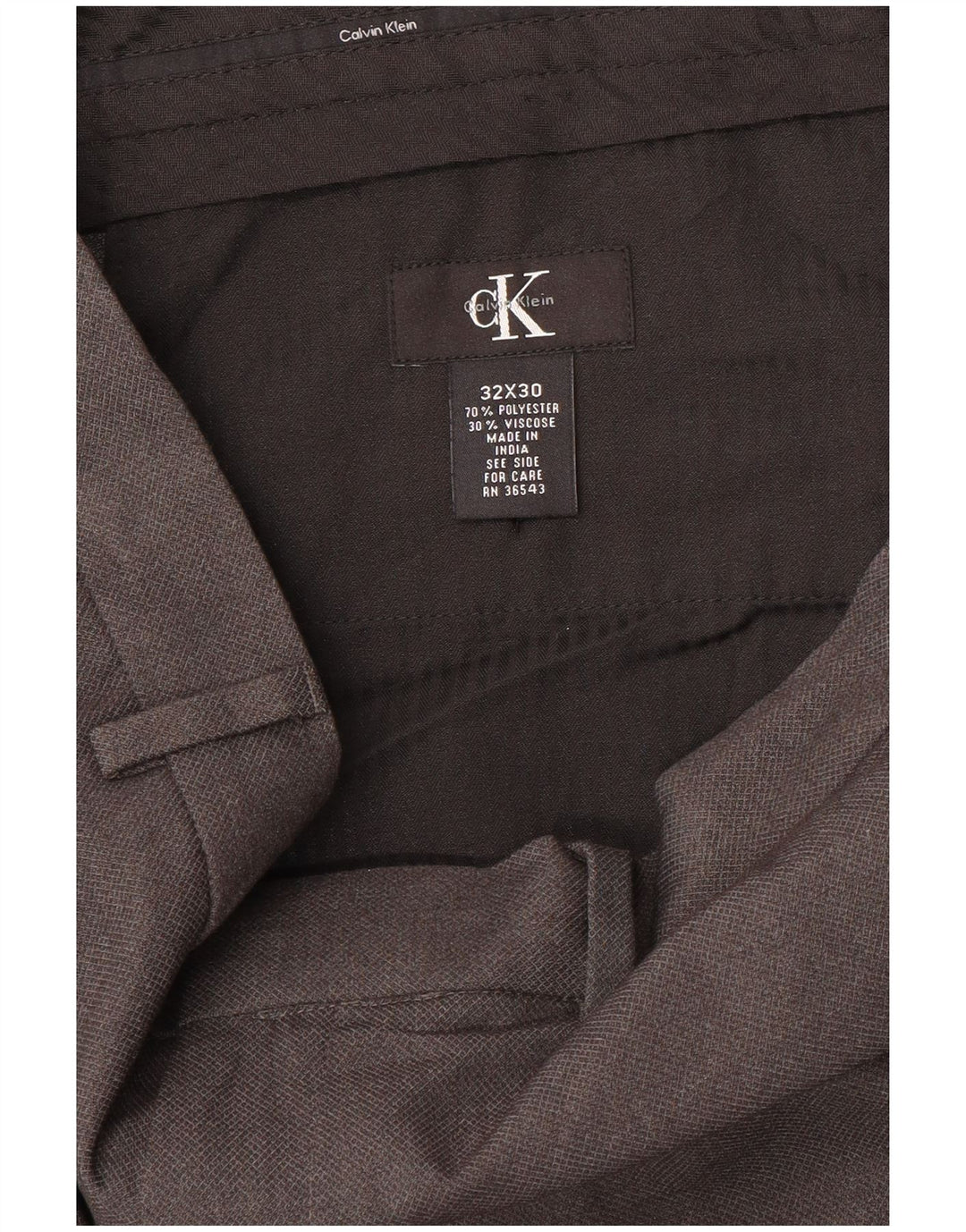 CALVIN KLEIN Mens Straight Suit Trousers W32 L30 Grey Polyester