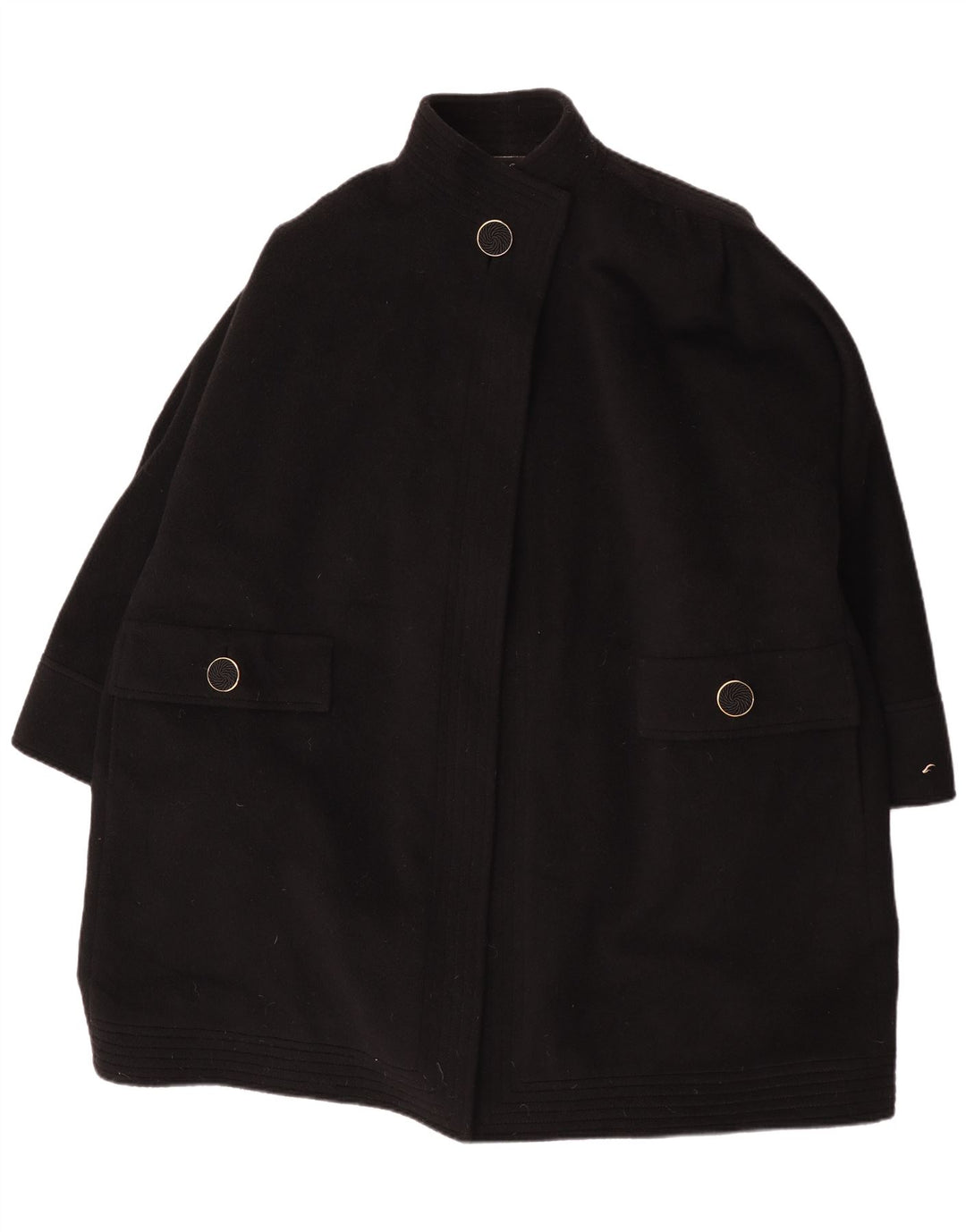 Vintage Womens Oversized Overcoat UK 18 XL Black Alpaca Wool