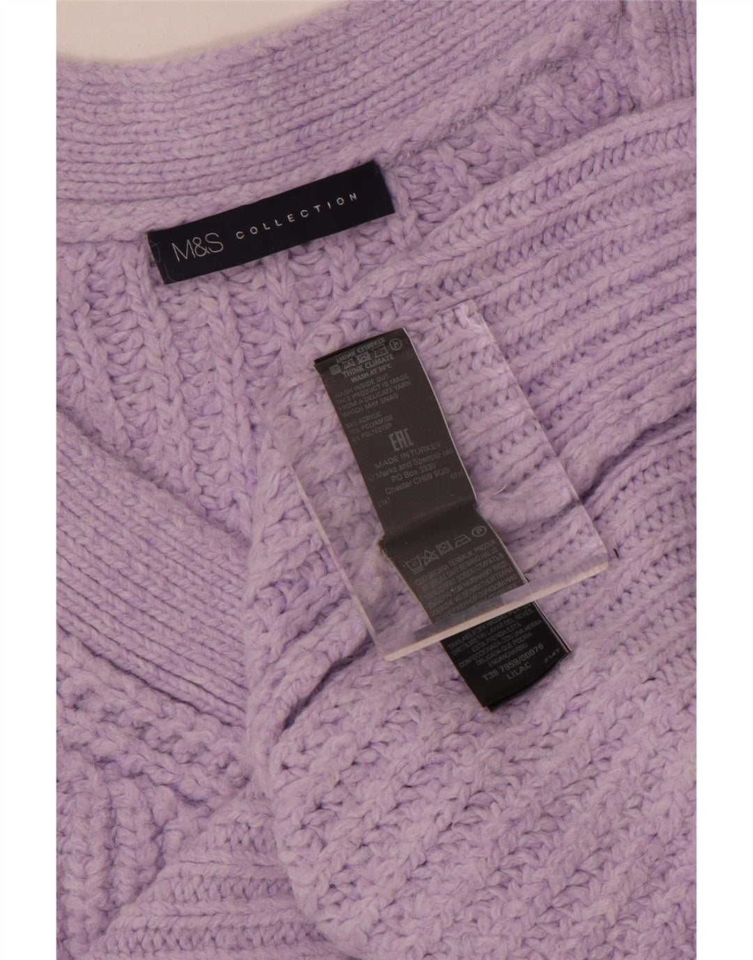 Marks & Spencer Womens Oversized V-Neck Jumper Sweater UK 14 Medium Purple