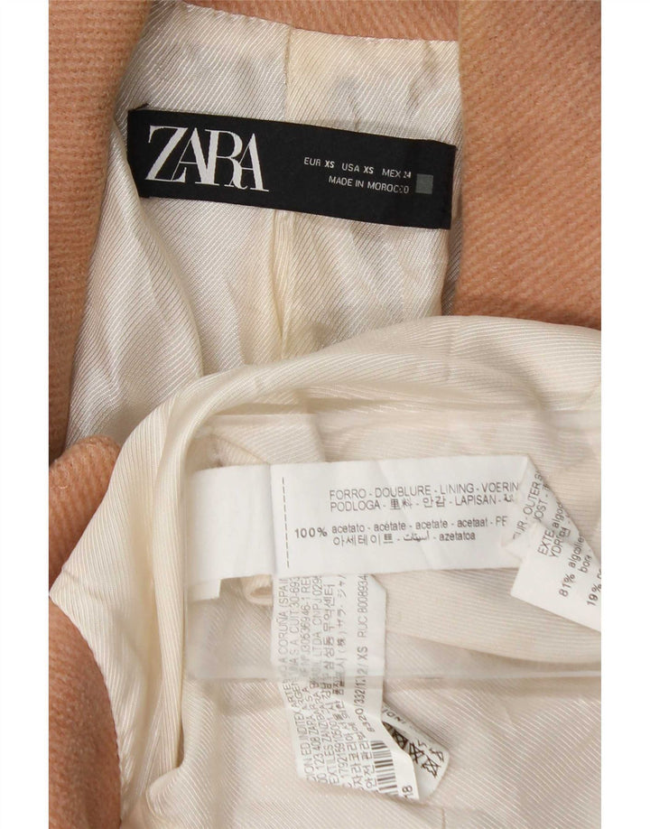 Zara Womens Oversized Double Breasted Coat UK 6 XS Pink Cotton
