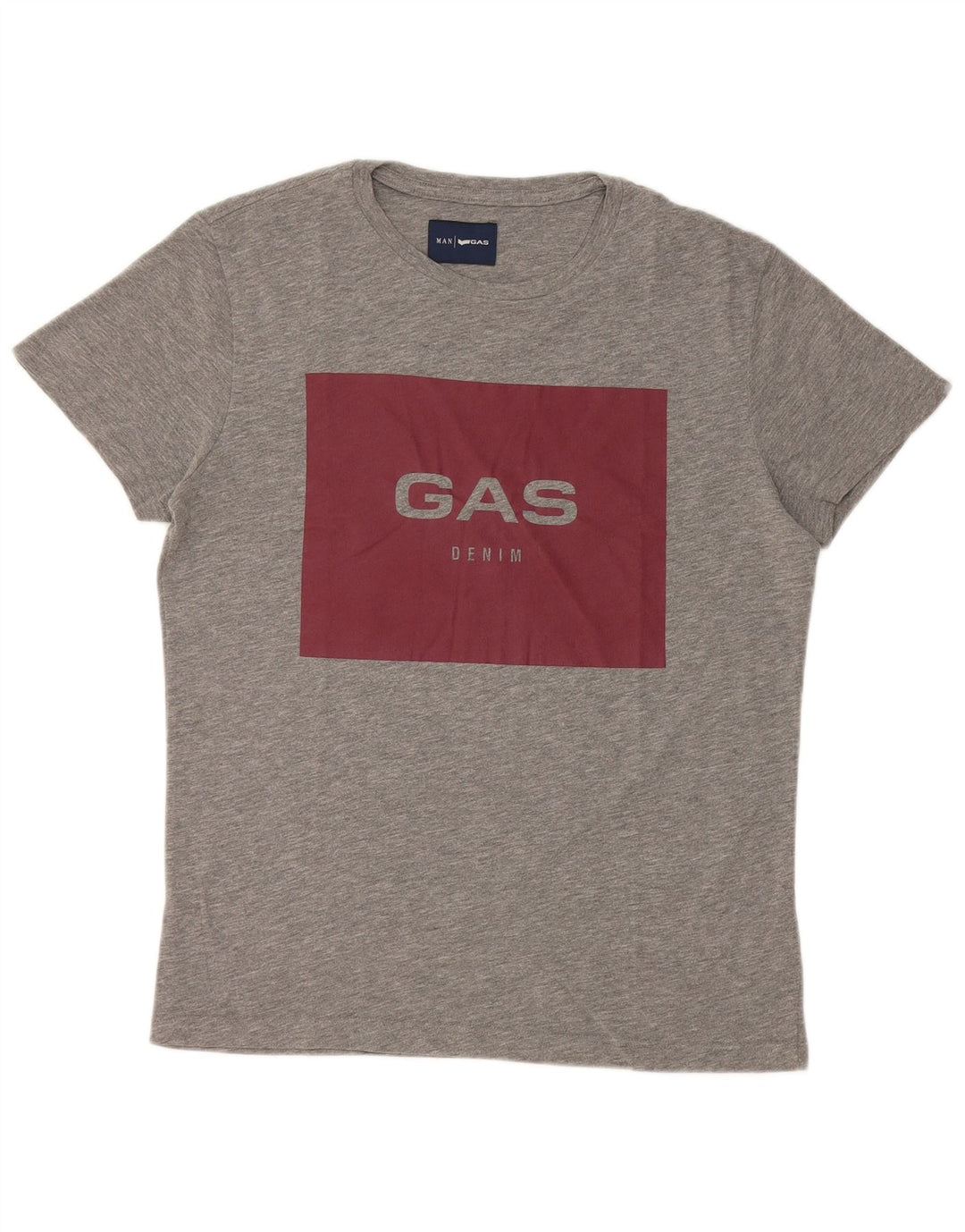 Gas Mens Graphic T-Shirt Top Medium Grey Flecked Cotton
