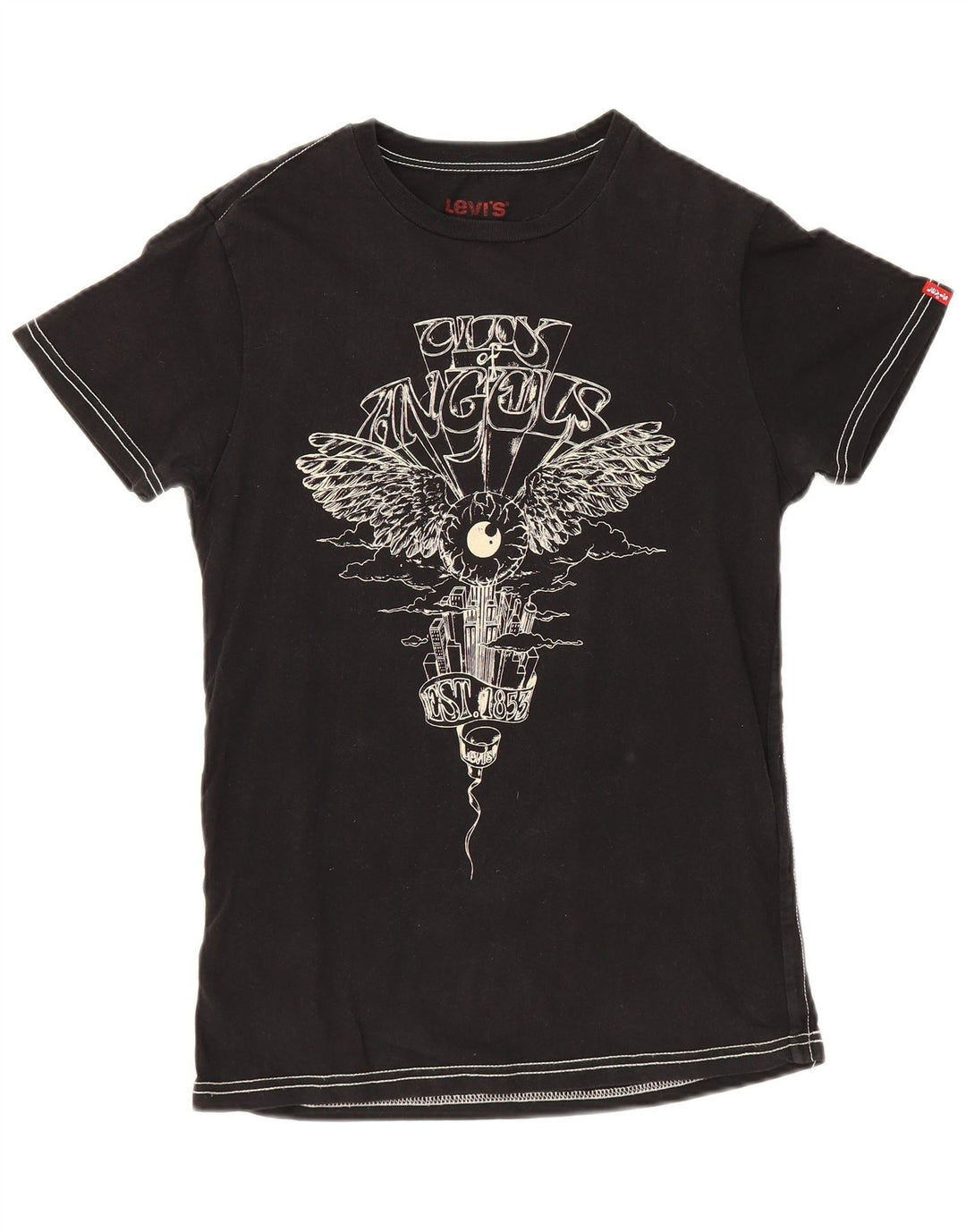 Levi's Womens Graphic T-Shirt Top UK 12 Medium Black Cotton