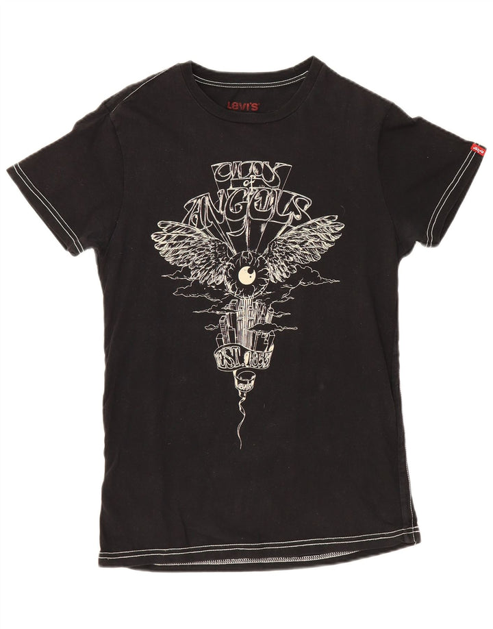 Levi's Womens Graphic T-Shirt Top UK 12 Medium Black Cotton