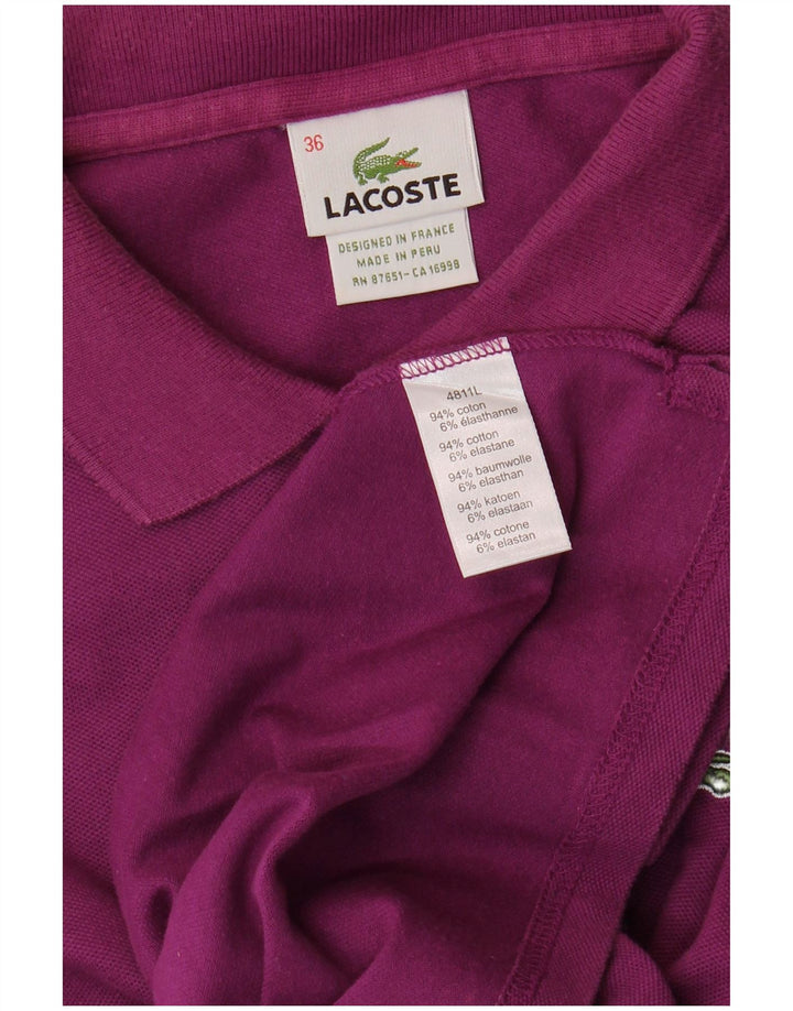 LACOSTE Womens Polo Shirt Size 36 Small Purple Cotton