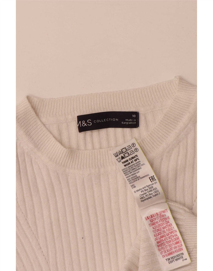 Marks & Spencer Womens Boat Neck Jumper Sweater UK 10 Small White