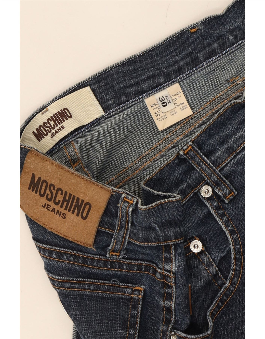 MOSCHINO Womens Straight Jeans W30 L27 Blue Cotton Vintage Moschino and Second-Hand Moschino from Messina Hembry 