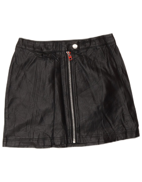 Topshop Womens Petite Faux Leather Mini Skirt UK 8 Small W26 Black