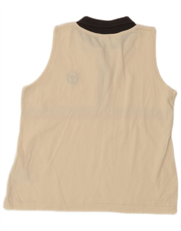 Sergio Tacchini Womens Polo Shirt UK 10 Small Off White Colourblock