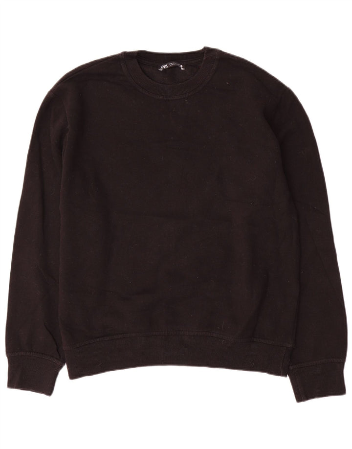 Zara Womens Sweatshirt Jumper UK 14 Medium Black Cotton
