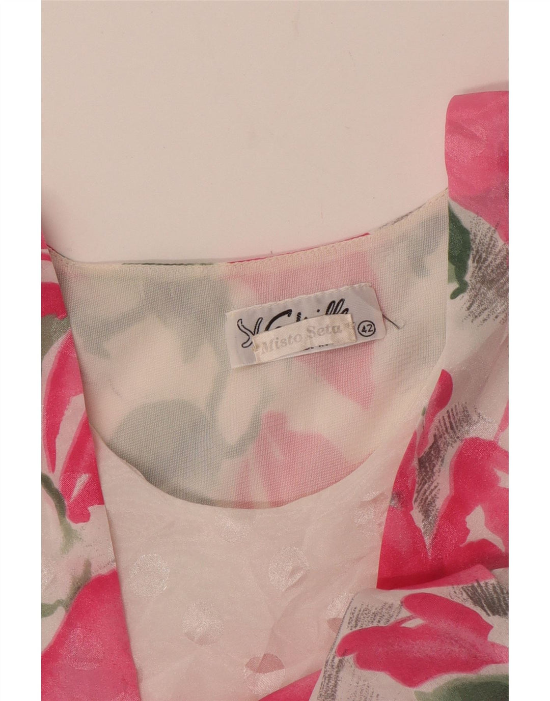 VINTAGE Womens Blouse Top IT 42 Medium Pink Floral Silk