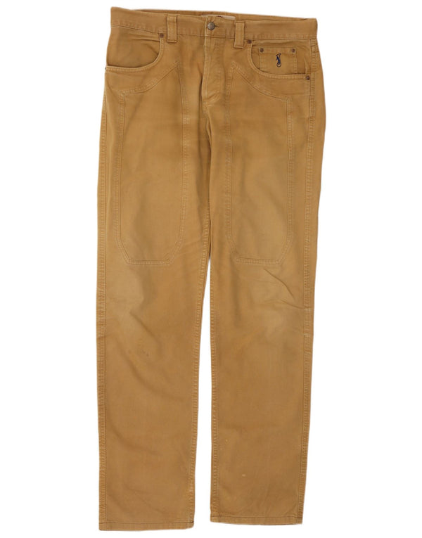 Jeckerson Mens Straight Jeans W36 L33 Beige Cotton