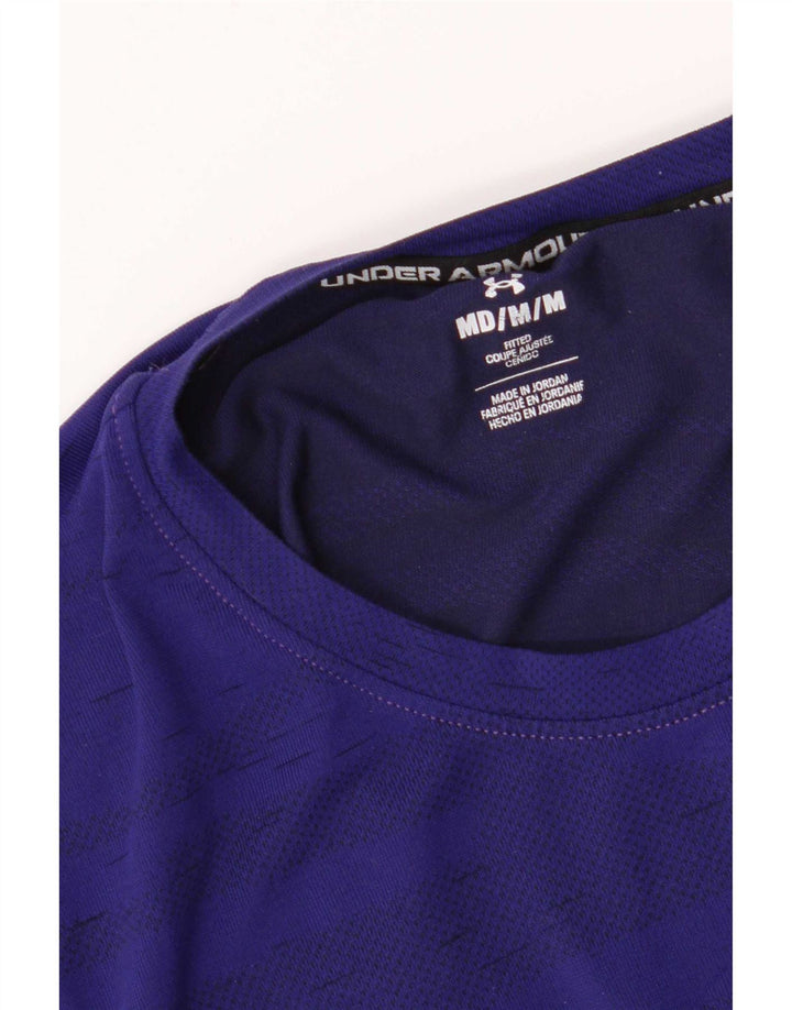 Under Armour Mens T-Shirt Top Medium Navy Blue Striped