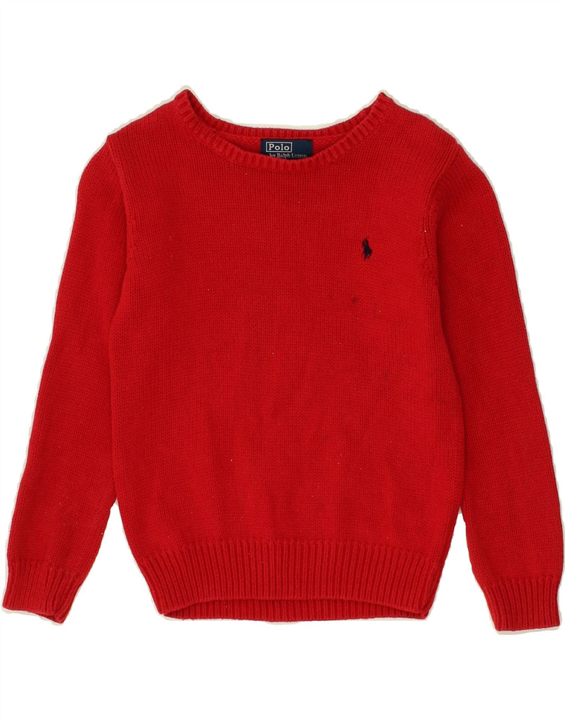 POLO RALPH LAUREN Boys Boat Neck Jumper Sweater 5-6 Years Red Cotton | Vintage Polo Ralph Lauren | Thrift | Second-Hand Polo Ralph Lauren | Used Clothing | Messina Hembry 