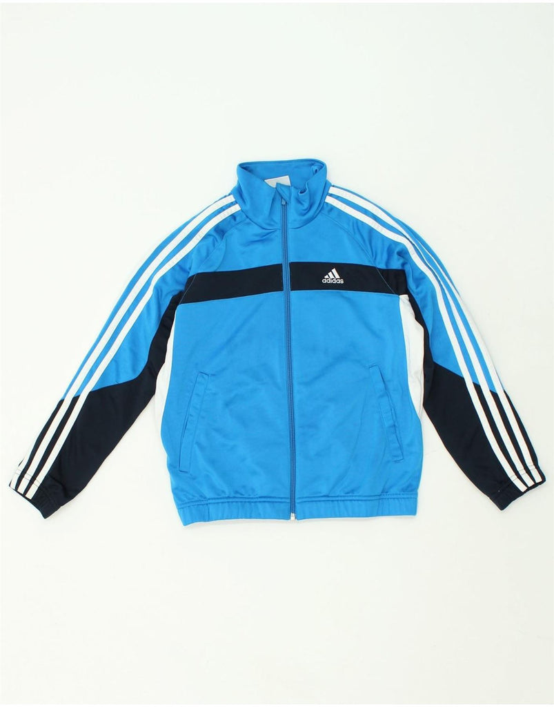 ADIDAS Boys Graphic Tracksuit Top Jacket 9-10 Years Blue Colourblock | Vintage Adidas | Thrift | Second-Hand Adidas | Used Clothing | Messina Hembry 