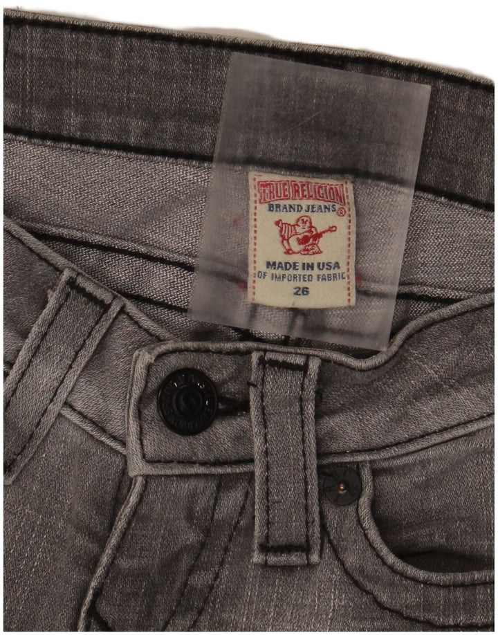 True Religion Womens Distressed Slim Jeans W26 L29 Grey Cotton