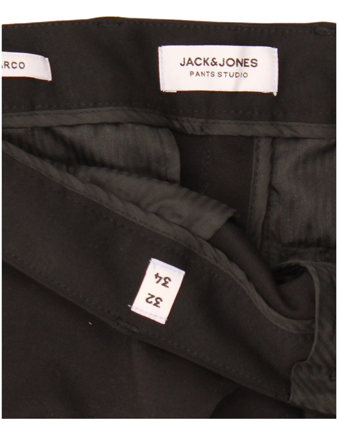 Jack & Jones Mens Marco Slim Chino Trousers W32 L34 Black Polyester