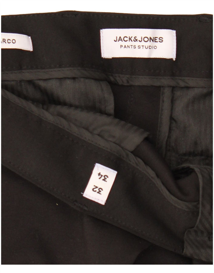 Jack & Jones Mens Marco Slim Chino Trousers W32 L34 Black Polyester