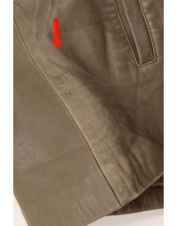 Vintage Womens Leather Jacket IT 44 Medium Khaki Leather