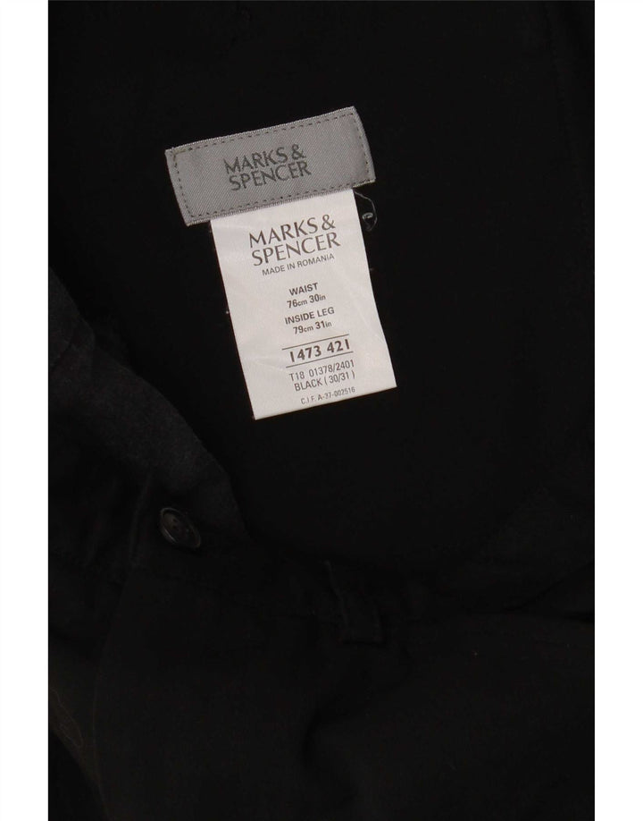 Marks & Spencer Mens Straight Casual Trousers W30 L31 Black Polyester
