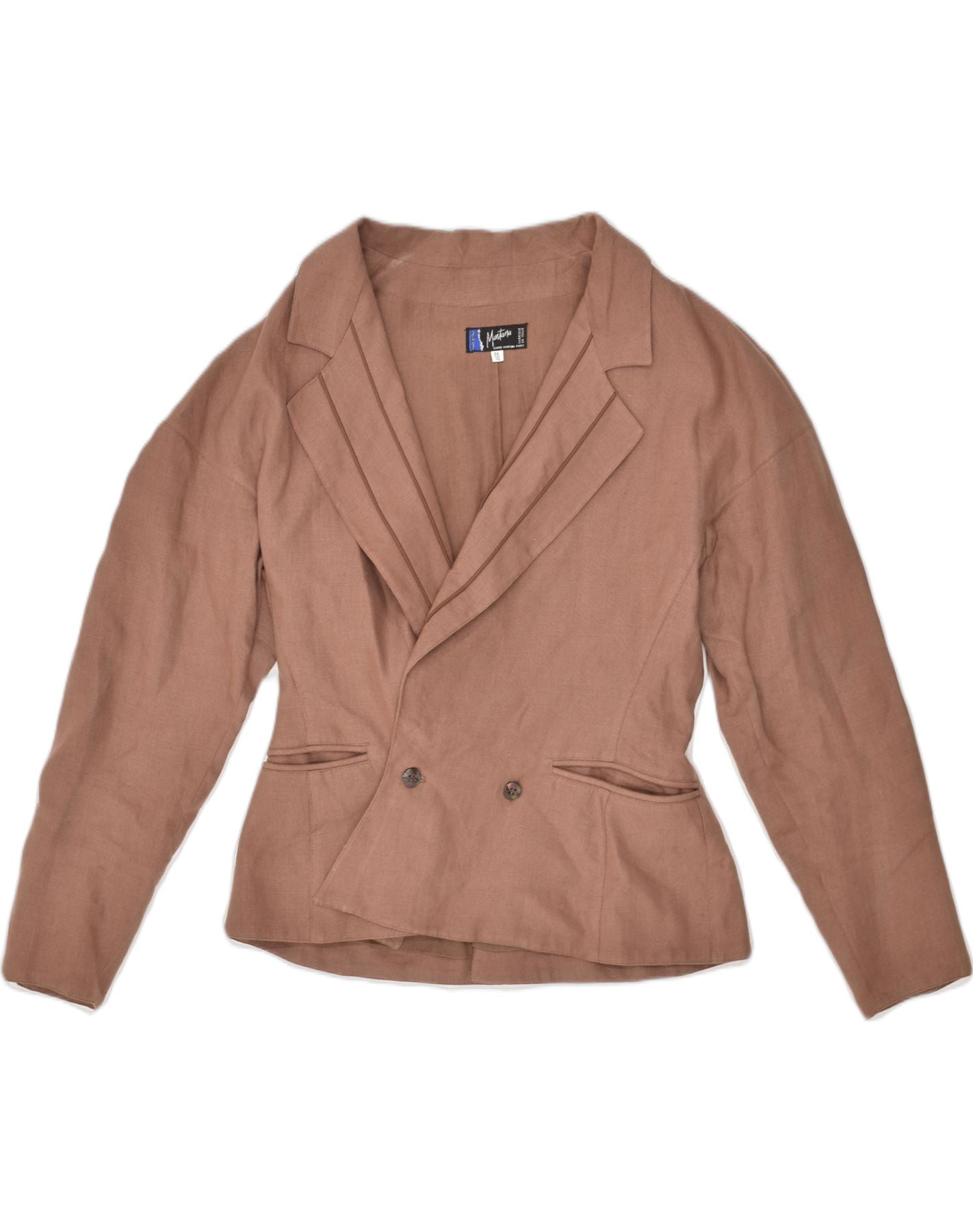 CLAUDE MONTANA Womens Double Breasted Blazer Jacket EU 44 XL Brown