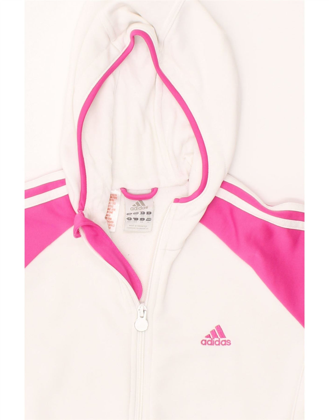 ADIDAS Girls Zip Hoodie Sweater 13-14 Years Off White Colourblock Vintage Adidas and Second-Hand Adidas from Messina Hembry 