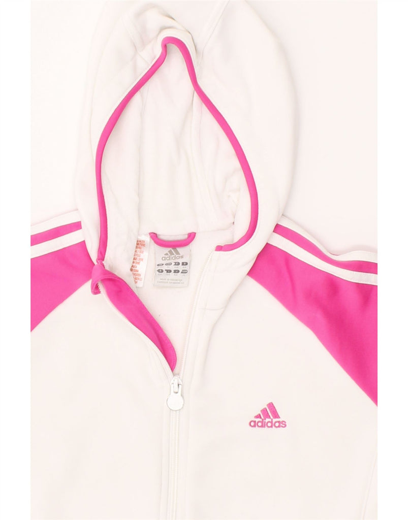 ADIDAS Girls Zip Hoodie Sweater 13-14 Years Off White Colourblock Vintage Adidas and Second-Hand Adidas from Messina Hembry 