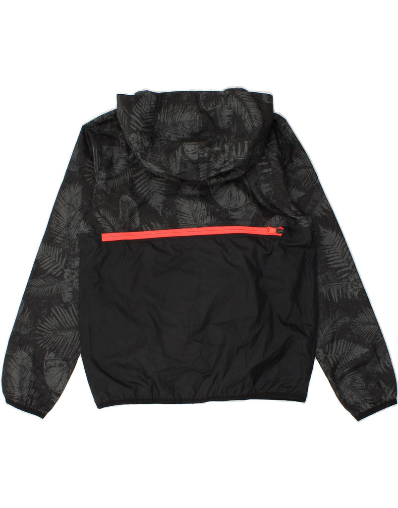 UNDER ARMOUR Boys Hooded Anorak Jacket 9-10 Years Medium Black Floral Vintage Under Armour and Second-Hand Under Armour from Messina Hembry 