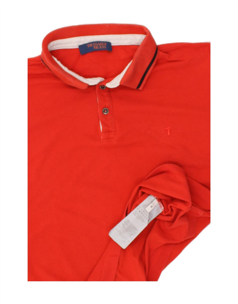 TRUSSARDI Mens Polo Shirt Medium Red Cotton | Vintage Trussardi | Thrift | Second-Hand Trussardi | Used Clothing | Messina Hembry 