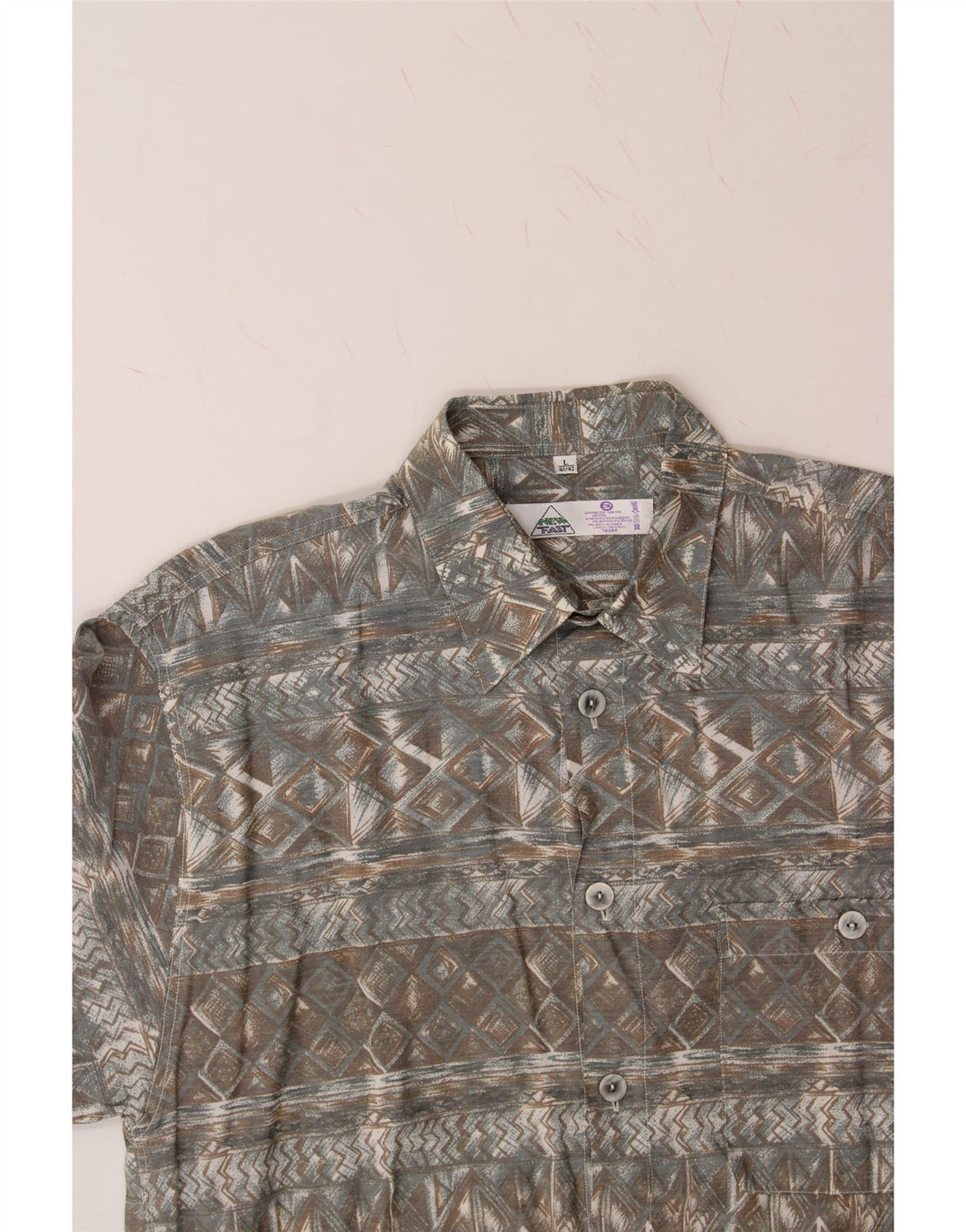 NEW FAST Mens Shirt Size 41/42 Large Grey Argyle/Diamond Viscose Vintage New Fast and Second-Hand New Fast from Messina Hembry 
