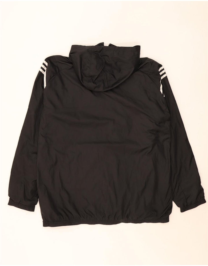 Adidas Mens Hooded Rain Jacket UK 42 XL Black Polyester