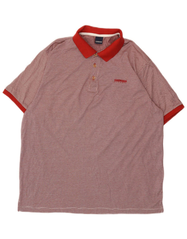 Carrera Mens Polo Shirt 3XL Red Striped Cotton