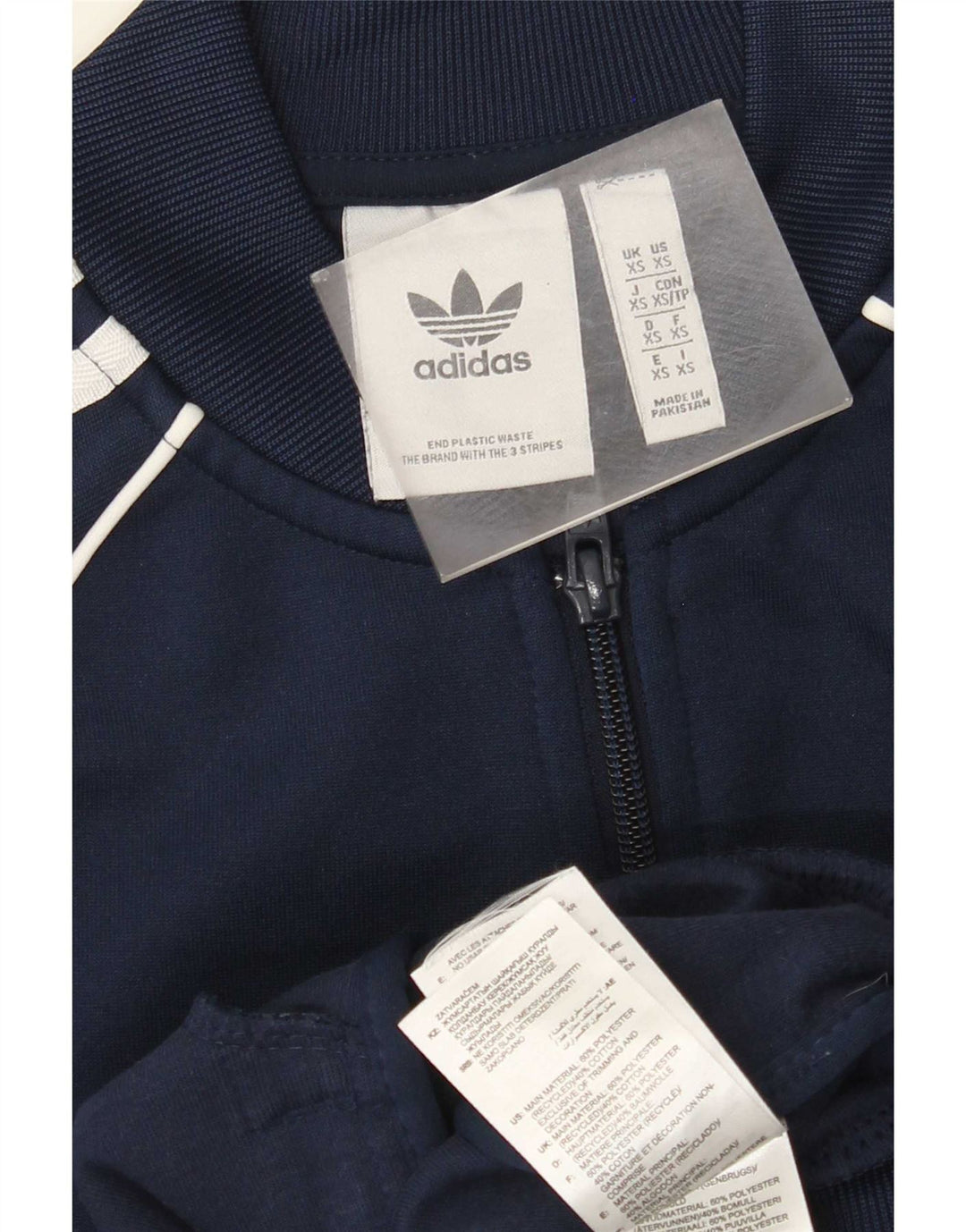 Adidas Mens Tracksuit Top Jacket XS Navy Blue Polyester