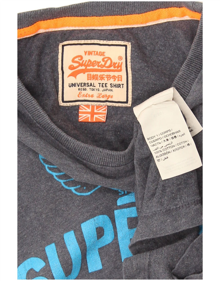 Superdry Mens Graphic T-Shirt Top XL Grey Cotton