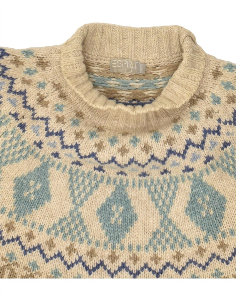 ESPRIT Womens Turtle Neck Jumper Sweater UK 16 Large Beige Fair Isle | Vintage Esprit | Thrift | Second-Hand Esprit | Used Clothing | Messina Hembry 