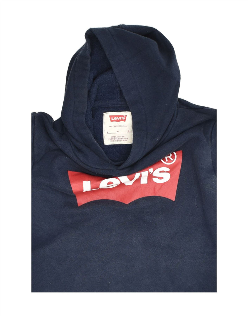 LEVI'S Girls Graphic Hoodie Jumper 9-10 Years Large Navy Blue Cotton | Vintage Levi's | Thrift | Second-Hand Levi's | Used Clothing | Messina Hembry 