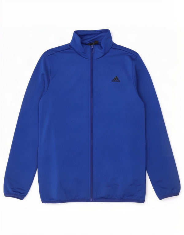 Adidas Boys Graphic Tracksuit Top Jacket 11-12 Years Blue Polyester
