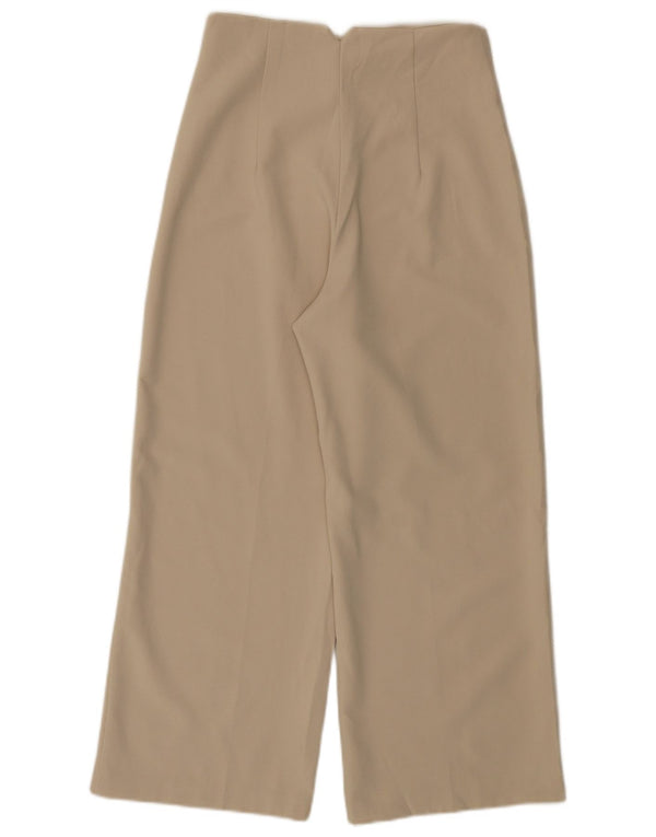 Zara Womens High Waist Wide Leg Cropped Trousers Medium W28 L25 Beige